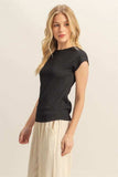 HYFVE Textured Round Neck Cap Sleeve Knit Top - Trendsi - Flyclothing LLC