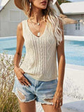 Cable-Knit V-Neck Sweater Vest - Trendsi - Flyclothing LLC