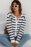 Striped Button Down Long Sleeve Cardigan - Trendsi - Flyclothing LLC