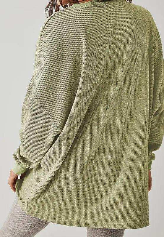 Round Neck Long Sleeve Sweatshirt - Trendsi - Flyclothing LLC