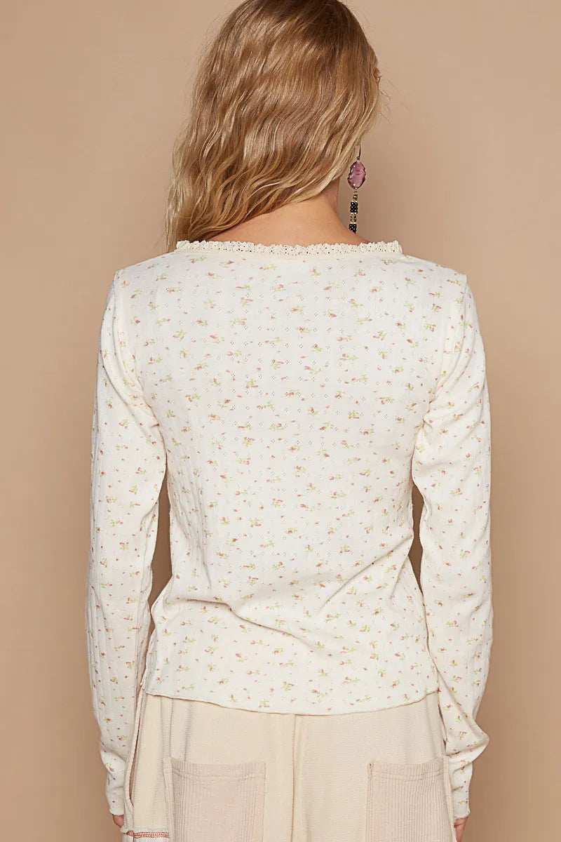 POL Floral V-Neck Long Sleeve T-Shirt - Trendsi - Flyclothing LLC