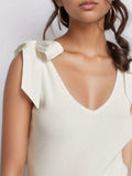 V-Neck Tie Shoulder Tank - Trendsi - Flyclothing LLC