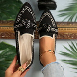 knitted Slip-On Flats with Bow - Trendsi - Flyclothing LLC