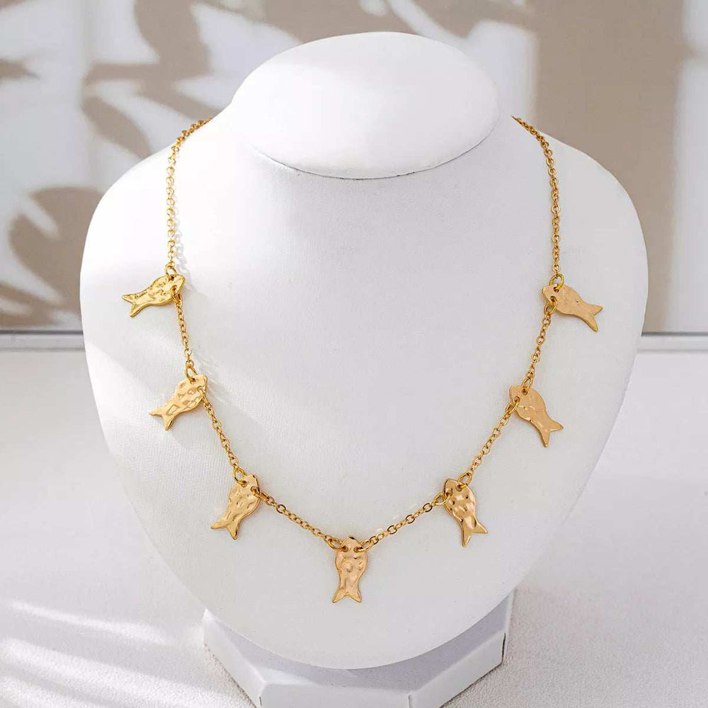 18K Gold-Plated Fish Charm Necklace - Trendsi - Flyclothing LLC
