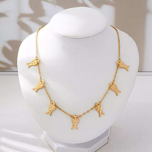 18K Gold-Plated Fish Charm Necklace - Trendsi - Flyclothing LLC