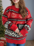 Christmas Element Round Neck Long Sleeve Sweater - Trendsi - Flyclothing LLC