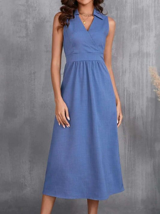Ruched Sleeveless Midi Dress - Trendsi - Flyclothing LLC