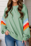 Contrast Round Neck Long Sleeve Sweatshirt - Trendsi - Flyclothing LLC