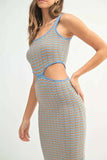 MABLE Multi Color Chevron Knit Bodycon Midi Dress - Trendsi - Flyclothing LLC