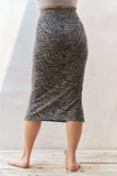 Jade By Jane Zebra Print Side Slit Midi Skirt - Trendsi - Flyclothing LLC