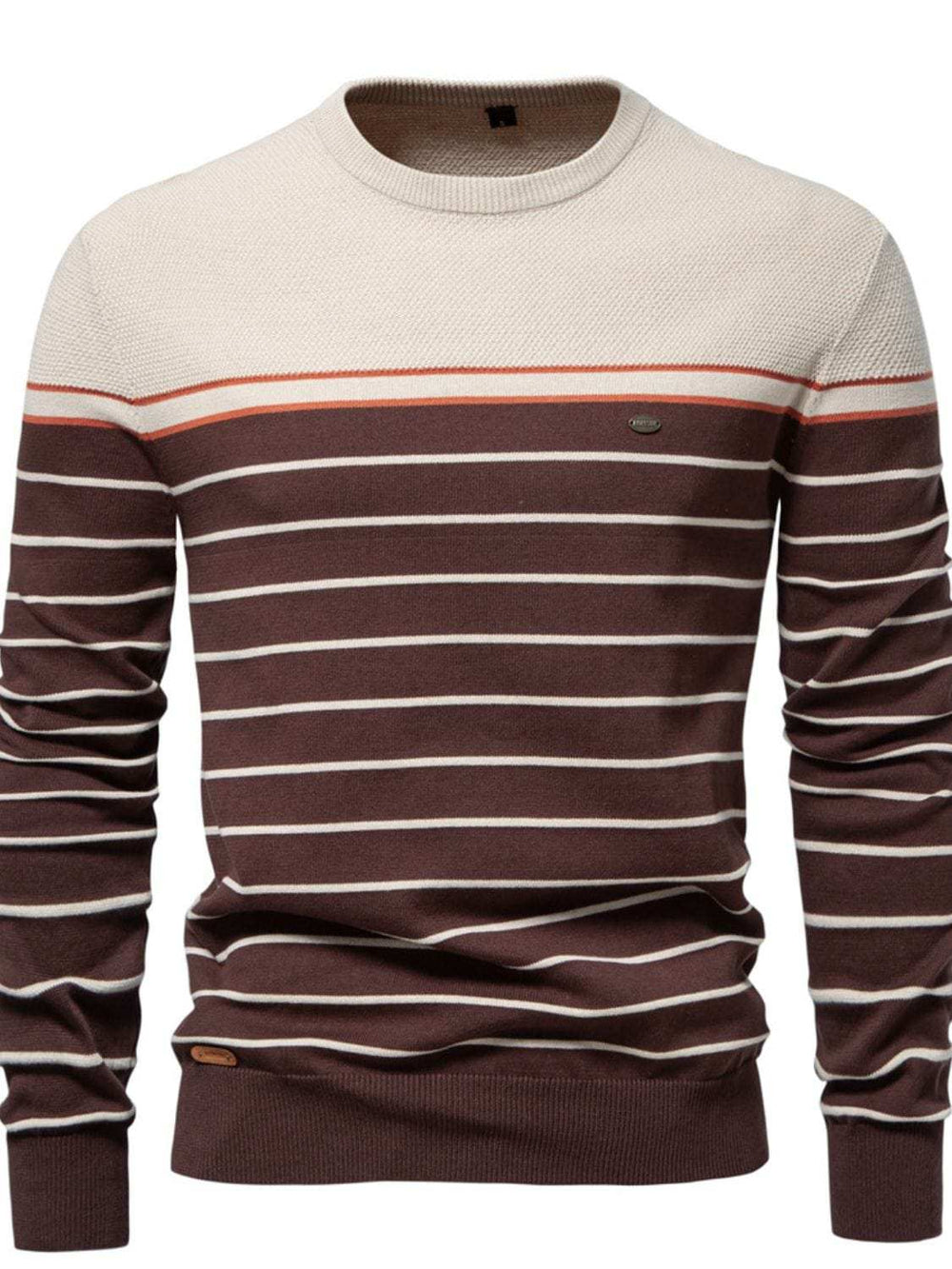 Men's Striped Round Neck Long Sleeve Sweater - Trendsi - Flyclothing LLC