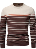 Men's Striped Round Neck Long Sleeve Sweater - Trendsi - Flyclothing LLC