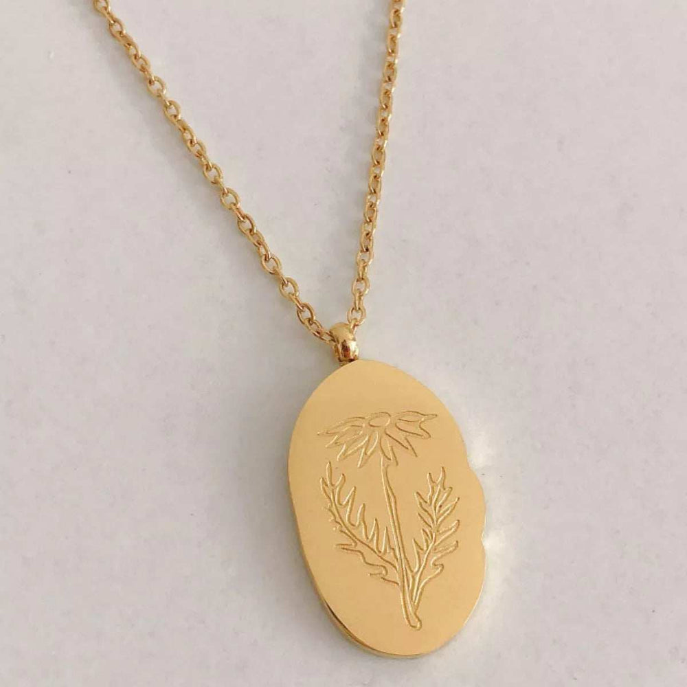 18K Gold-Plated Engraved Pendant Necklace - Trendsi - Flyclothing LLC