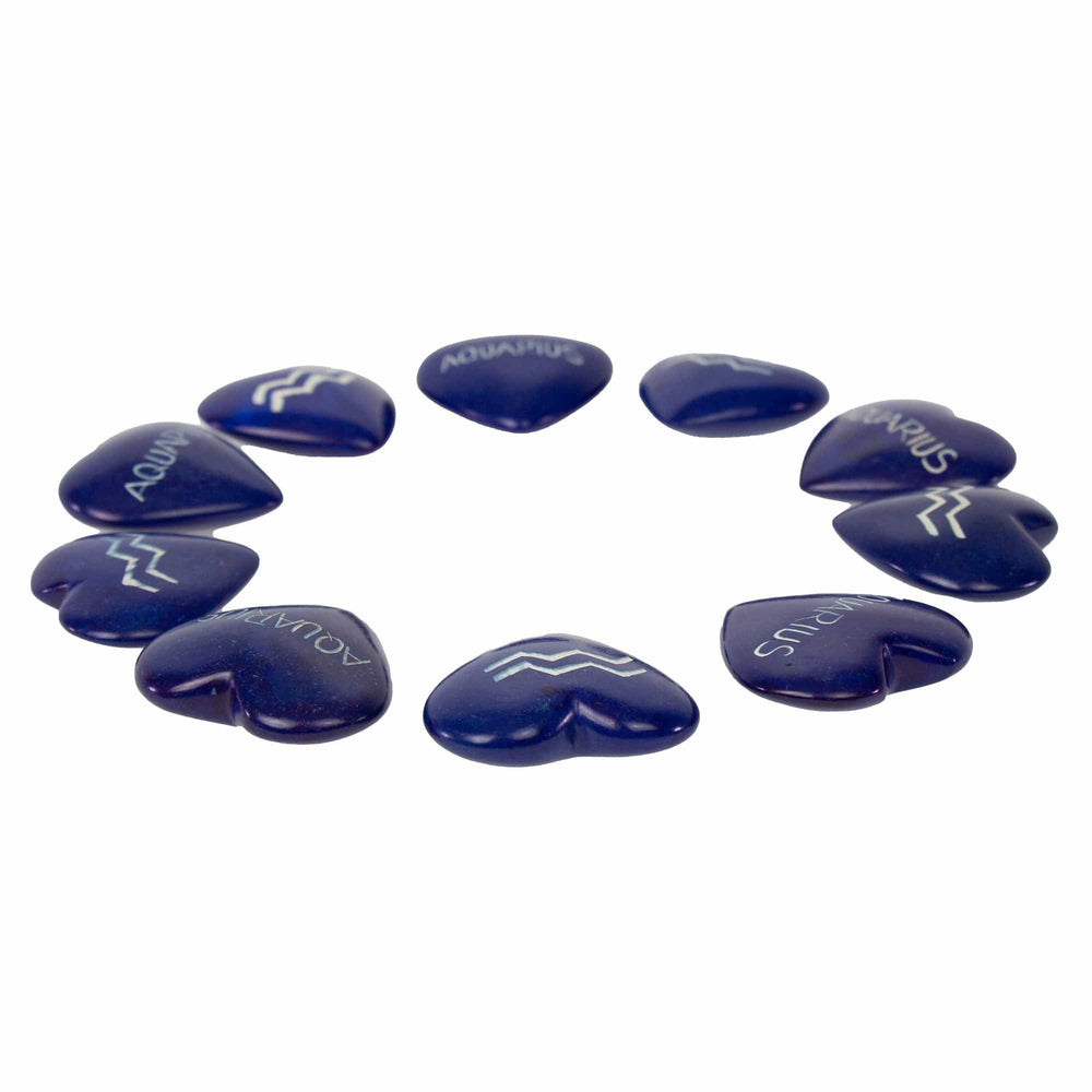 Zodiac Soapstone Hearts, Pack of 5: AQUARIUS - SMOLArt - Flyclothing LLC