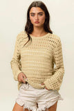 BiBi Round Neck Openwork Knit Cover Up - Trendsi - Flyclothing LLC