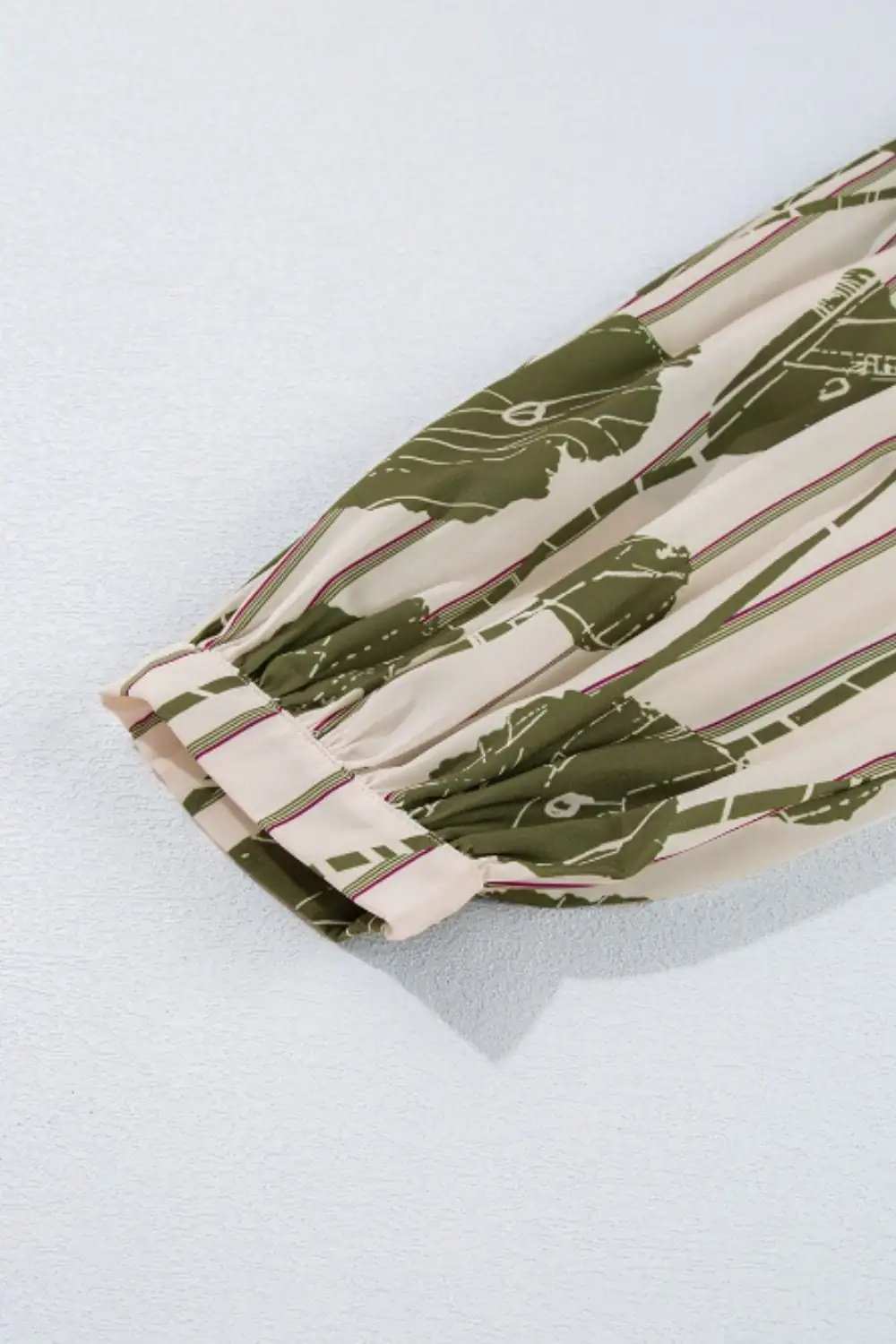 Printed Tie Neck Three-Quarter Sleeve Mini Dress - Trendsi - Flyclothing LLC