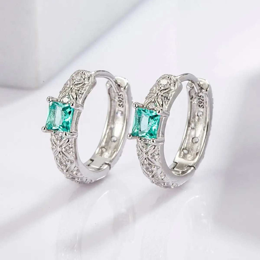 925 Sterling Silver Inlaid Zircon Earrings - Trendsi - Flyclothing LLC