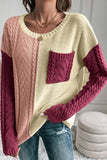 Double Take Full Size Color Block Drop Shoulder Sweater - Trendsi - Flyclothing LLC