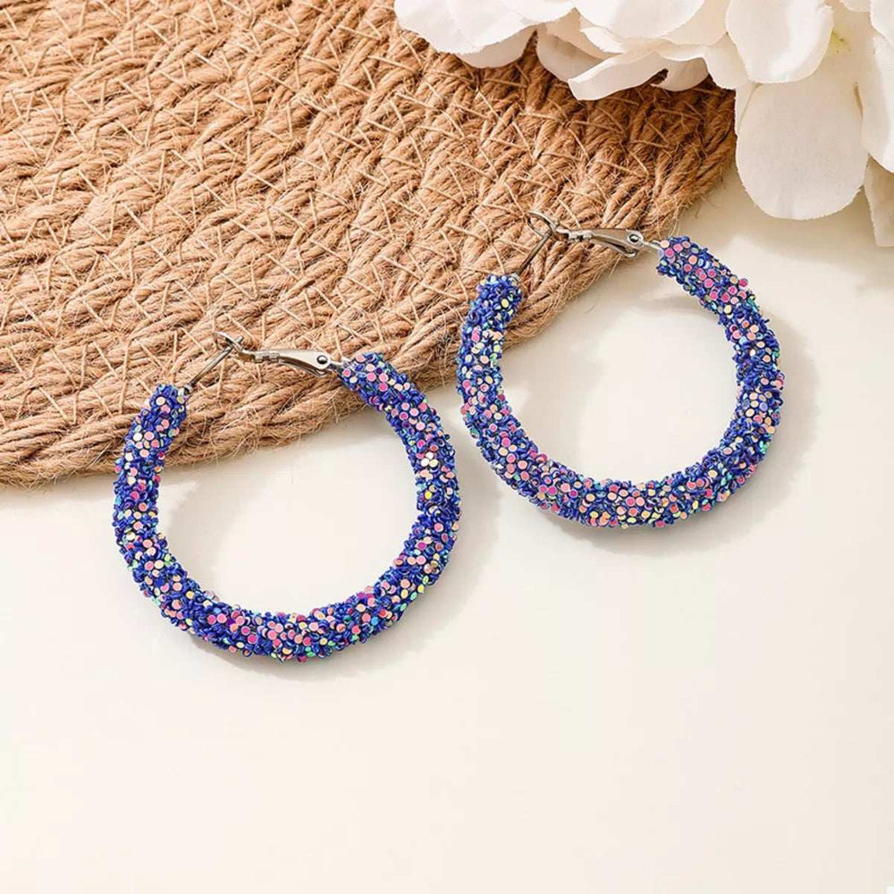 Sparkling Alloy Hoop Earrings - Trendsi - Flyclothing LLC
