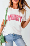MERRY Round Neck Short Sleeve T-Shirt - Trendsi - Flyclothing LLC