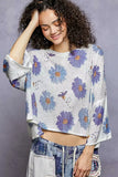 POL Floral Round Neck Rolling Edge Sweater - Trendsi - Flyclothing LLC