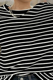 Striped Round Neck Dropped Shoulder Top - Trendsi - Flyclothing LLC