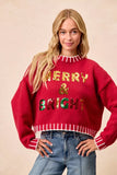 BiBi Christmas Theme Sequin Lattering Sweater - Trendsi - Flyclothing LLC