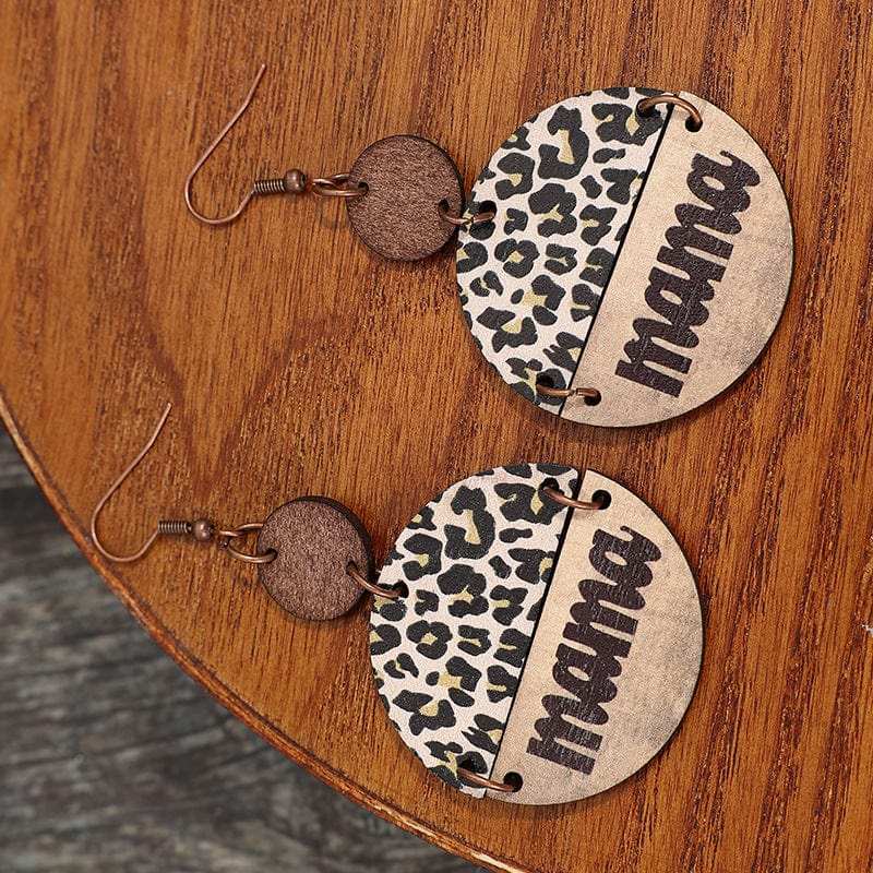 Wooden Leopard Round Shape Earrings - Trendsi - Flyclothing LLC