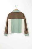 Pocketed Color Block Collared Neck Jacket - Trendsi - Flyclothing LLC