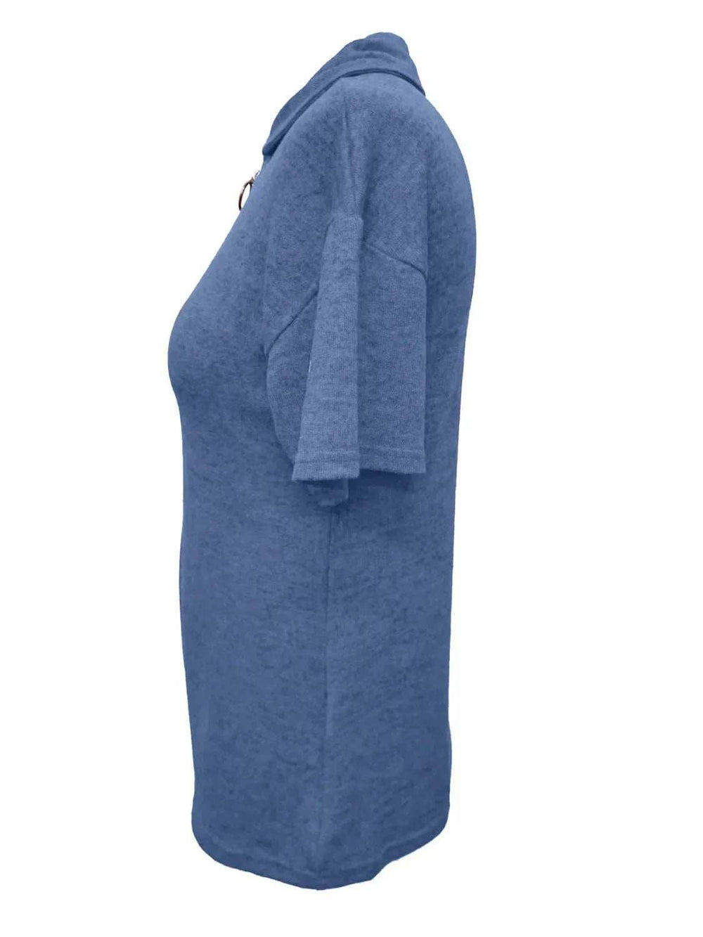 Zip Collar Short Sleeve Top - Trendsi - Flyclothing LLC