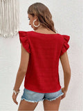 Ruffled Square Neck Cap Sleeve Blouse - Trendsi - Flyclothing LLC