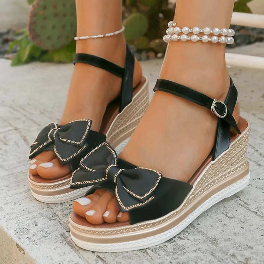 Peep Toe Wedge Sandals - Trendsi - Flyclothing LLC