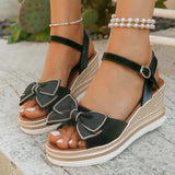 Peep Toe Wedge Sandals - Trendsi - Flyclothing LLC