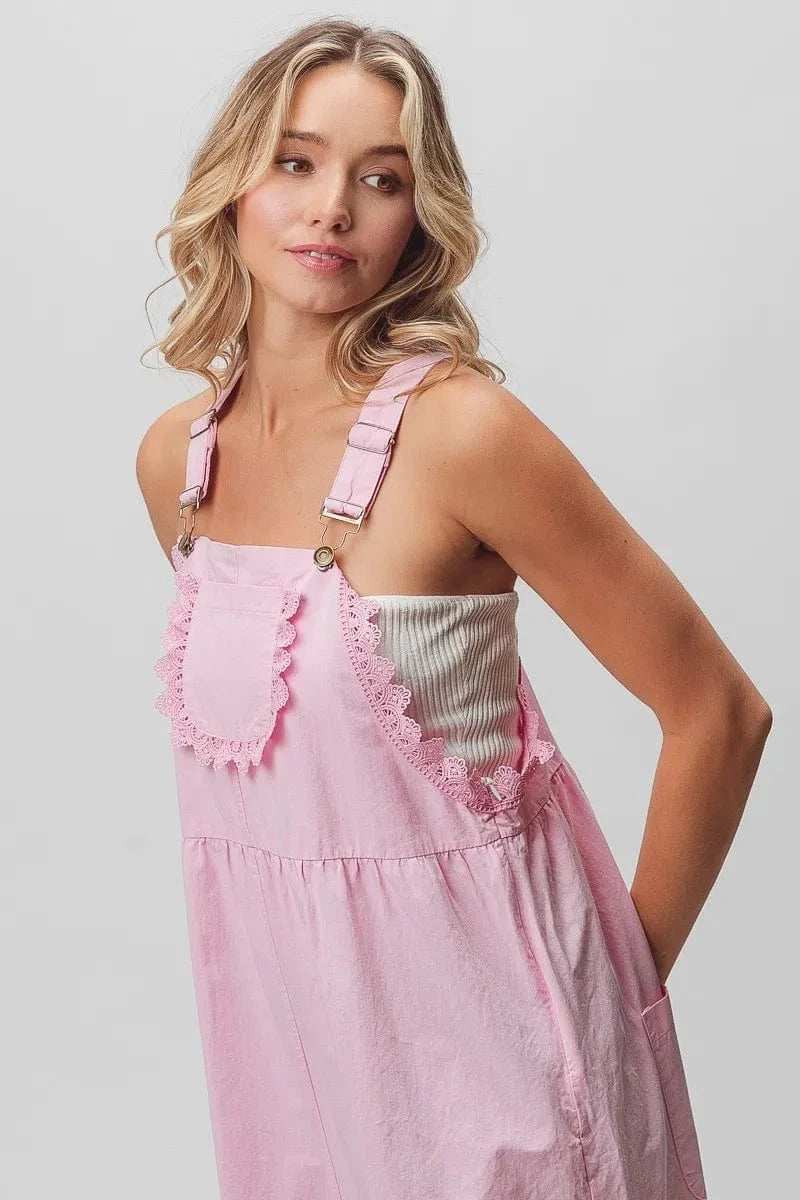 BiBi Lace Edge Detail Wide Leg Overall - Trendsi - Flyclothing LLC