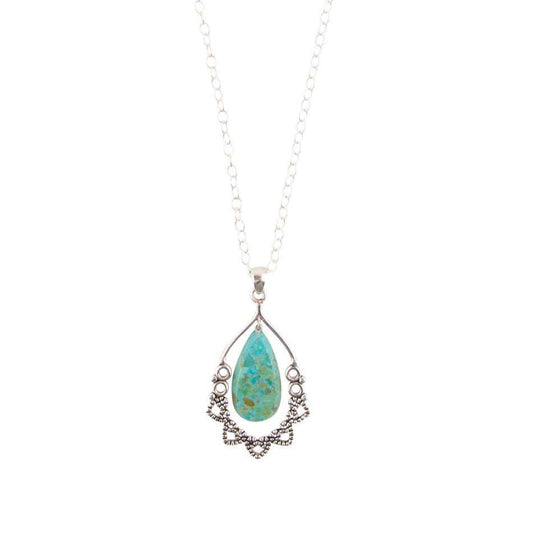 Lace Turquoise and Sterling Silver Necklace - Barse Jewelry - Flyclothing LLC