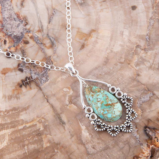 Lace Turquoise and Sterling Silver Necklace - Barse Jewelry - Flyclothing LLC