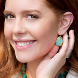 Agave Genuine Blue Turquoise and Golden Drop Earrings - Barse Jewelry - Flyclothing LLC