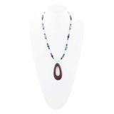 Ajo Blue Abalone and Amazonite Wood Pendant Necklace - Barse Jewelry - Flyclothing LLC