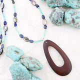 Ajo Blue Abalone and Amazonite Wood Pendant Necklace - Barse Jewelry - Flyclothing LLC