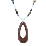 Ajo Blue Abalone and Amazonite Wood Pendant Necklace - Barse Jewelry - Flyclothing LLC