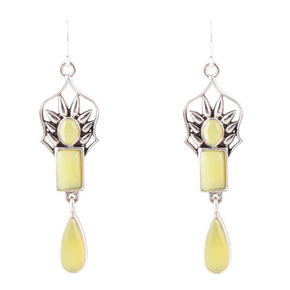 Albie Yellow Jade and Sterling Silver Drop Earrings - Barse Jewelry - Flyclothing LLC