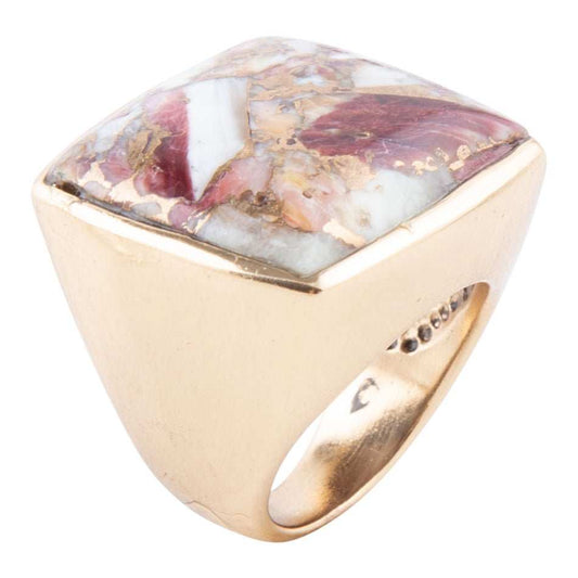 Square Purple Spiny Oyster Shell Matrix and Bronze Ring - Barse Jewelry - Flyclothing LLC
