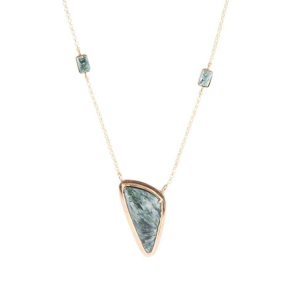 Alpine Green Seraphinite and Golden Necklace - Barse Jewelry - Flyclothing LLC