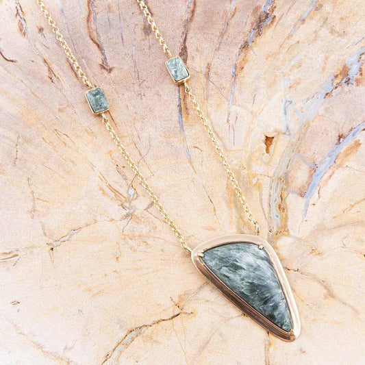Alpine Green Seraphinite and Golden Necklace - Barse Jewelry - Flyclothing LLC