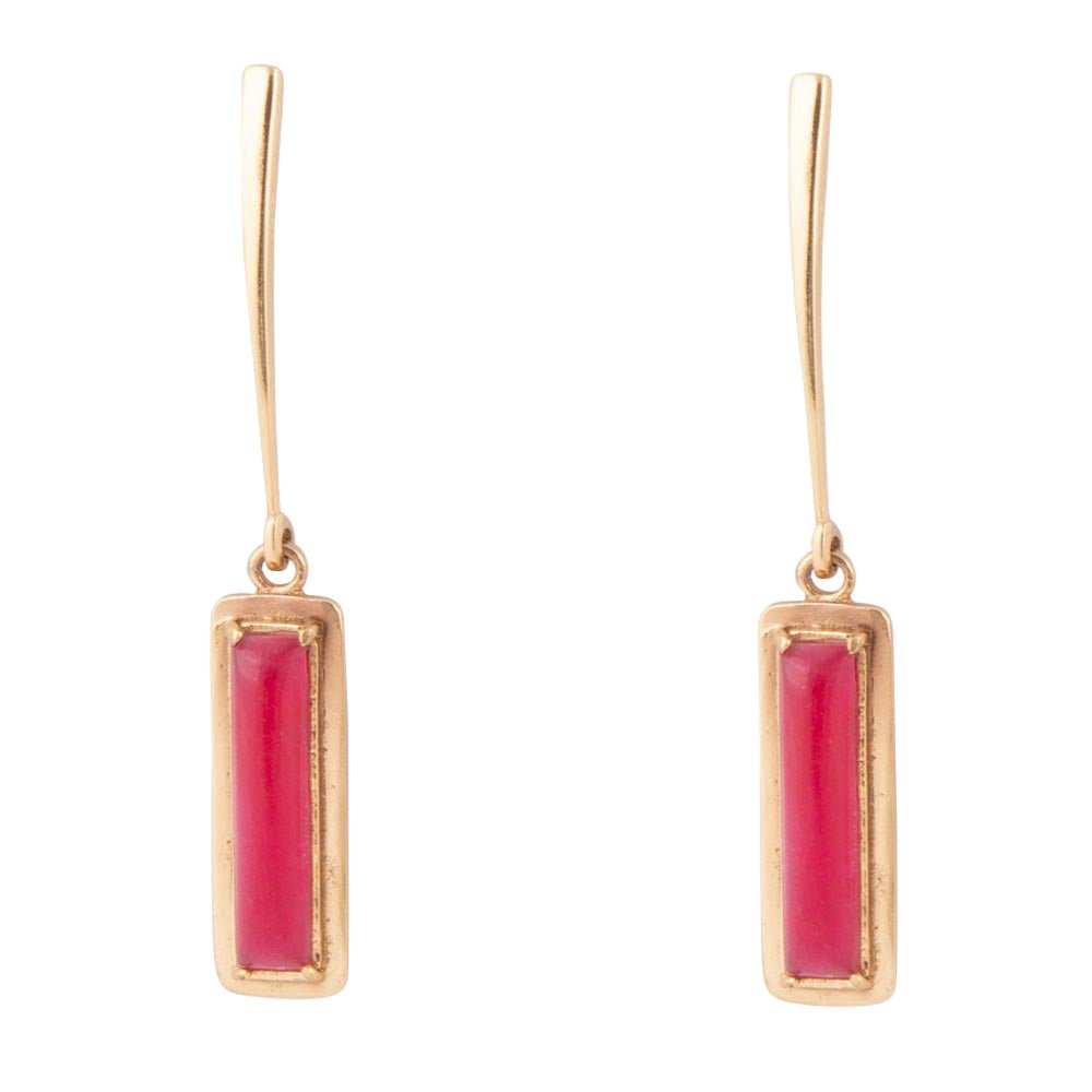 Alpine Red Bordeaux Quartz and Golden Bronze Drop Earrings - Barse Jewelry - Flyclothing LLC