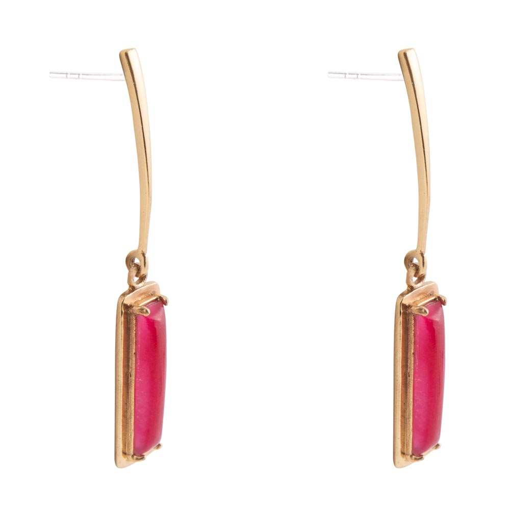 Alpine Red Bordeaux Quartz and Golden Bronze Drop Earrings - Barse Jewelry - Flyclothing LLC