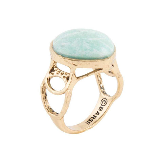 Blue Amazonite and Golden Bronze Circle Dance Ring - Barse Jewelry - Flyclothing LLC