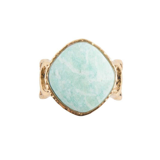 Blue Amazonite and Golden Bronze Circle Dance Ring - Barse Jewelry - Flyclothing LLC