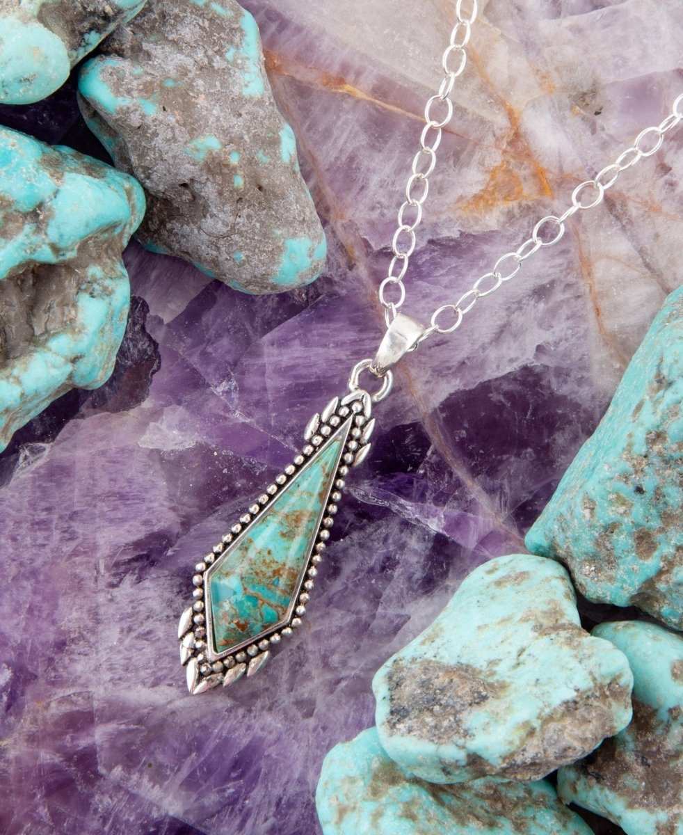 Anemone Long Diamond Turquoise and Sterling Silver Necklace - Barse Jewelry - Flyclothing LLC