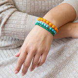 Apricot Blue Teals Triple Golden Bracelet Set - Barse Jewelry - Flyclothing LLC